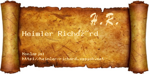 Heimler Richárd névjegykártya